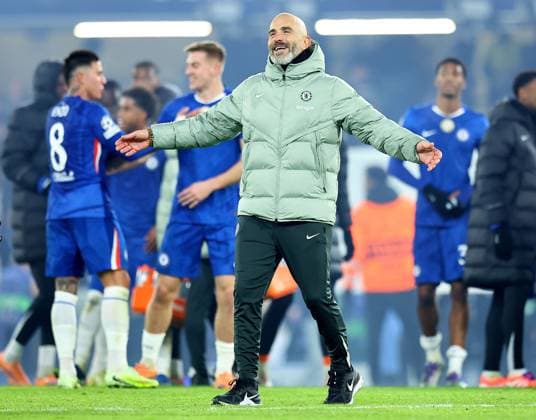 Enzo Maresca manager of Chelsea reacts after the match Chelsea v Barcelona, UEFA Champions League , Football, Stamford Bridge, London, UK - 25 Nov 2025London Stamford Bridge United Kingdom EDITORIAL USE ONLY No use with unauthorised audio, video, data, fixture lists, club league logos or live services. Online in-match use limited to 120 images, no video emulation. No use in betting, games or single club league player publications. Copyright: xShutterstockx 15918405bv