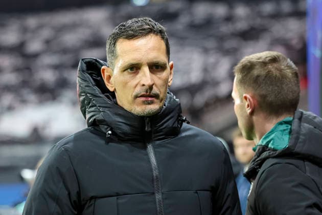 Dino Toppmöller, Toppmoller Eintracht Frankfurt, Coach , Germany, Football, UEFA Champions League, Matchday 5, 2025 2026, Eintracht Frankfurt vs Atalanta Bergamo, 26 11 2025, Deutsche Bank Park, Frankfurt am Main, Germany Frankfurt am Main Deutsche Bank Park Hessen Germany Copyright: xGrantxHubbsx