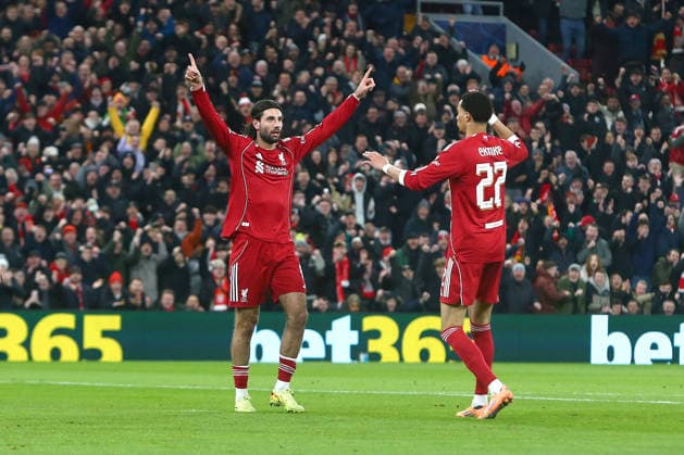 Dominik Szoboszlai of Liverpool celebrates scoring their sides first goal Liverpool v PSV Eindhoven, UEFA Champions League, Group Stage, Football, Anfield, Liverpool, UK- 26 Nov 2025Liverpool Anfield United Kingdom EDITORIAL USE ONLY No use with unauthorised audio, video, data, fixture lists, club league logos or live services. Online in-match use limited to 120 images, no video emulation. No use in betting, games or single club league player publications. Copyright: xPhilxOldham Shutterstockx 15927967z