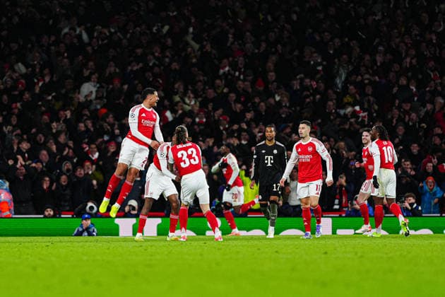 Goal celebration FC Arsenal after scoring 2 1 Noni Madueke FC Arsenal, 20 ENG, FC Arsenal vs FC Bayern Muenchen, Football, UEFA Champions League, Matchday 5, Season 2025 2026, 26 11 2025 ENG, FC Arsenal vs FC Bayern Muenchen, Football, UEFA Champions League, Matchday 5, Season 2025 2026, 26 11 2025 London Copyright: xEibner-Pressefoto MarcelxvonxFehrnx EP_MFN