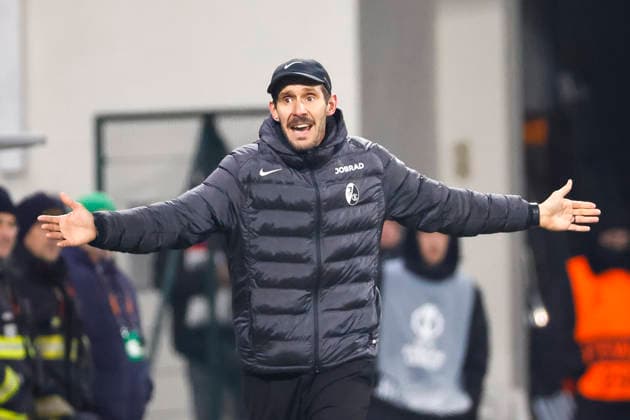 Julian Schuster SC Freiburg, Coach , Czech Republic, Football, UEFA Europa League, Matchday 5, 2025 2026, Viktoria Pilsen vs SC Freiburg, 27 11 2025, Stadion mesta Plzne, Pilsen, Czech Republic Pilsen Stadion mesta Plzne Czech Republic Copyright: xGrantxHubbsx