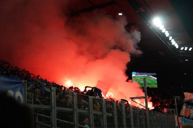 Strasbourg fans Strasbourg v Crystal Palace, UEFA Conference League, Group Stage, Football, Stade de la Meinau Strasbourg, Strasbourg, France - 27 Nov 2025Strasbourg Stade de la Meinau Strasbourg France EDITORIAL USE ONLY No use with unauthorised audio, video, data, fixture lists, club league logos or live services. Online in-match use limited to 120 images, no video emulation. No use in betting, games or single club league player publications. Copyright: xDavexWinter Shutterstockx 15928086aw