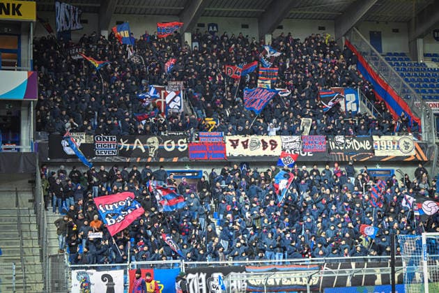 Belgium, Football, UEFA Europa League, Matchday 5, 2025 2026, KRC Genk vs FC Basel 1893, 27 11 2025, Cegeka Arena, Genk, Belgium, FC Basel fans Copyright: xMarkusxVerwimpx