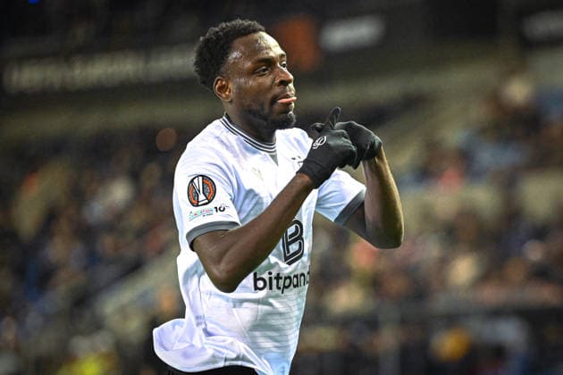 Belgium, Football, UEFA Europa League, Matchday 5, 2025 2026, KRC Genk vs FC Basel 1893, 27 11 2025, Cegeka Arena, Genk, Belgium, Philip Otele FC Basel, 7 celebrates his goal for 2 1 Copyright: xMarkusxVerwimpx