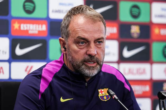 November 28, 2025, Sant Joan Despi, Barcelona, SPAIN: Hansi Flick, head coach of FC Barcelona, Barca attends his press conference, PK, Pressekonferenz during the training day of FC Barcelona ahead the Spanish League, La Liga EA Sports, football match against Deportivo Alaves at Ciudad Esportiva Joan Gamper on November 28, 2025 in Sant Joan Despi, Barcelona, Spain. Sant Joan Despi SPAIN - ZUMAa181 20251128_zaa_a181_032 Copyright: xJavierxBorregox