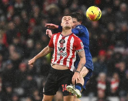 Granit Xhaka of Sunderland wins the ball Sunderland v AFC Bournemouth, Premier League, Football, Stadium of Light, Sunderland, UK - 29 Nov 2025Sunderland Stadium of Light United Kingdom EDITORIAL USE ONLY No use with unauthorised audio, video, data, fixture lists, club league logos or live services. Online in-match use limited to 120 images, no video emulation. No use in betting, games or single club league player publications. Copyright: xRichardxLee Shutterstockx 15941576r