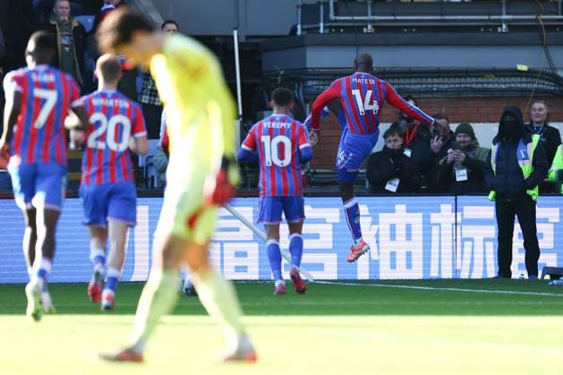 Jean-Philippe Mateta of Crystal Palace celebrates after scoring his retaken penalty Crystal Palace v Manchester United, ManU Premier League, Football, Selhurst Park, London, UK - 30 Nov 2025London Selhurst Park United Kingdom EDITORIAL USE ONLY No use with unauthorised audio, video, data, fixture lists, club league logos or live services. Online in-match use limited to 120 images, no video emulation. No use in betting, games or single club league player publications. Copyright: xSimonxDael Shutterstockx 15941699o