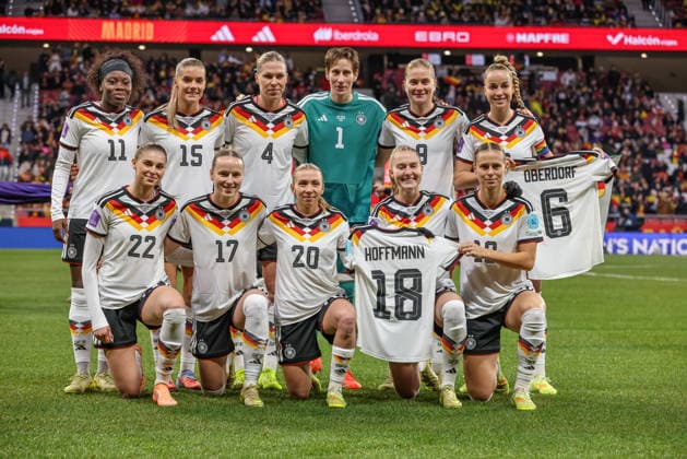ESP, Madrid, Spain vs Germany, international match, football, UEFA, 2025 2026 season, Womens Nations League, Riyadh Air Metropolitano, final in picture starting eleven Germany, Giulia Gwinn Germany 7 DFB DFL REGULATIONS PROHIBIT ANY USE OF PHOTOGRAPHS AS IMAGE SEQUENCES AND OR QUASI VIDEO, 02 12 2025 Copyright: HMBxMedia HendrikxHamelau