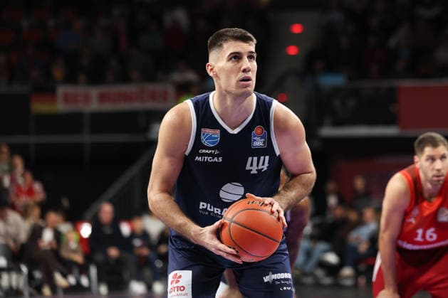 Jure Planinic SYNTAINICS MBC, 44 , GER, FC Bayern Basketball vs SYNTAINICS MBC, Basketball, easycredit Basketball Bundesliga, Matchday 9, Season 2025 2026, 07 12 2025, GER, FC Bayern Basketball vs SYNTAINICS MBC, Basketball, easycredit Basketball Bundesliga, Matchday 9, Season 2025 2026, 07 12 2025 Munich Copyright: xEibner-Pressefoto JennixMaulx EP_JML