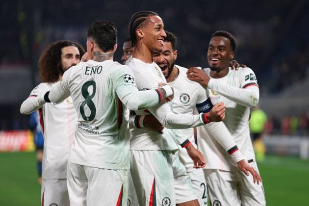 Joao Pedro of Chelsea celebrates scoring the opening goal for their side with their teammates Atalanta v Chelsea, UEFA Champions League, Group Stage, Football, New Balance Arena, Bergamo, Italy- 09 Dec 2025Bergamo New Balance Arena Italy EDITORIAL USE ONLY No use with unauthorised audio, video, data, fixture lists, club league logos or live services. Online in-match use limited to 120 images, no video emulation. No use in betting, games or single club league player publications. Copyright: xTimxRogers Shutterstockx 16009886s