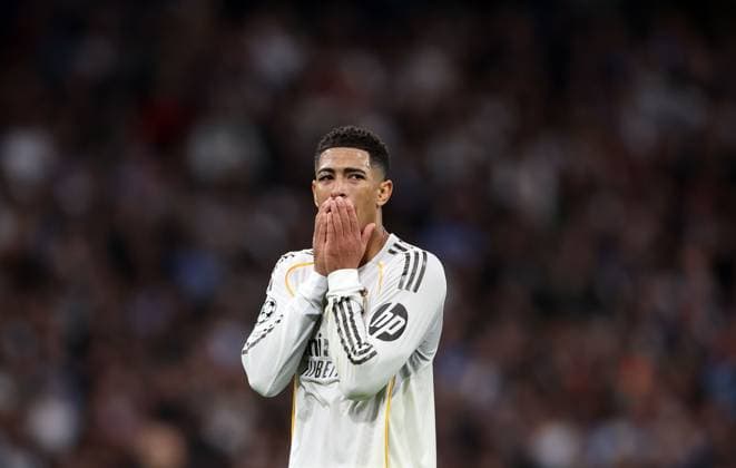 Jude Bellingham of Real Madrid shows a look of dejection Real Madrid v Manchester City, UEFA Champions League, Group Stage, Football, Bernabeu, Madrid, Spain - 10 Dec 2025Madrid Bernabeu Spain EDITORIAL USE ONLY No use with unauthorised audio, video, data, fixture lists, club league logos or live services. Online in-match use limited to 120 images, no video emulation. No use in betting, games or single club league player publications. Copyright: xKieranxMcManus Shutterstockx 16009961ao