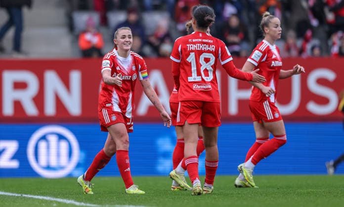 GER, Munich, FC Bayern Munich vs Hamburger SV, Google Pixel Womens Bundesliga, Football, DFB, Season 2025 2026, FC Bayern Campus, 13 Matchday, in the picture Georgia Stanway Bayern Munich 31 , Goal, joy, jubilation and emotion, 2 0 DFB DFL REGULATIONS PROHIBIT ANY USE OF PHOTOGRAPHS AS IMAGE SEQUENCES AND OR QUASI VIDEO, 14 12 2025 Copyright: HMBxMedia HendrikxHamelau