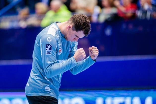 Constantin Moestl TBV Lemgo Lippe, 01 jubelt freut sich GER, TBV Lemgo Lippe vs THW Kiel, Handball, 1 Bundesliga, 17 Matchday, Season 2025 2026, 14 12 2025 GER, TBV Lemgo Lippe vs THW Kiel, Handball, 1 Bundesliga, 17 Matchday, Season 2025 2026, 14 12 2025 Lemgo Copyright: xEibner-Pressefoto JanxRollingerx EP_JSK