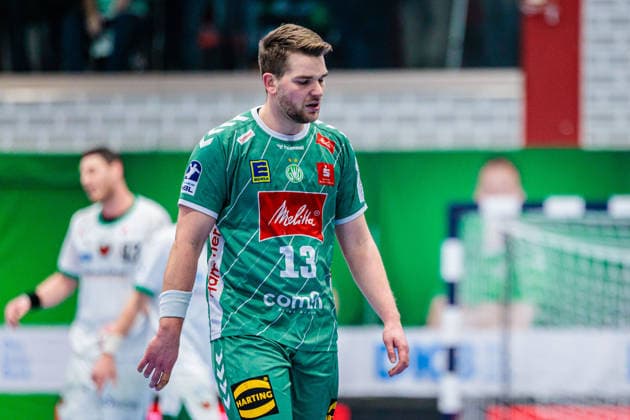 Ian Weber GWD Minden, 13 is disappointed dissatisfied GER, GWD Minden vs Fuechse Berlin, Handball, 1 Bundesliga, Matchday 18, Season 2025 2026, 21 12 2025 GER, GWD Minden vs Fuechse Berlin, Handball, 1 Bundesliga, Matchday 18, Season 2025 2026, 21 12 2025 Luebbecke Copyright: xEibner-Pressefoto JanxRollingerx EP_JSK