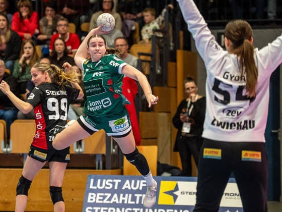 Lea Watzl Frisch Auf Women, 07 from outside, BSV Sachsen Zwickau vs Frisch Auf Goeppingen, Handball, 1 Bundesliga, Season 2025 2026, 03 01 2026 BSV Sachsen Zwickau vs Frisch Auf Goeppingen, Handball, 1 Bundesliga, Season 2025 2026, 03 01 2026 Zwickau Copyright: xMichaelxSchmidt Eibner-Pressefotx EP_MST