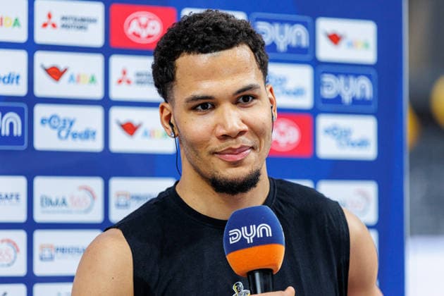 Brandon Tischler MHP Riesen Ludwigsburg, 24 , single picture, single photo, portrait, portraet, before the start of the match, interview, BMA365 Bamberg Baskets vs MHP Riesen Ludwigsburg, Basketball, easyCredit BBL, 15 Matchday, 09 01 2026 BMA365 Bamberg Baskets vs MHP Riesen Ludwigsburg, Basketball, easyCredit BBL, 15 Matchday, 09 01 2026 Bamberg Copyright: xEibner-Pressefoto G.xSantemizx EP_EER