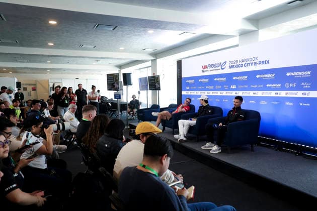 2025 FORMULA E MEXICO CITY ePRIX ROWLAND Oliver (gbr), Nissan Formula E Team, Nissan e-4ORCE 05, portrait, MARTI Pepe (spa), Cupra Kiro, Porsche 99X Electric WCG3, portrait, WEHRLEIN Pascal (ger), Porsche Formula E Team, Porsche 99X Electric, portrait conference de presse, press conference, PK, Pressekonferenz during the the Mexico City Paulo ePrix, 2nd round of the 2025-26 ABB FIA Formula E World Championship, WM, Weltmeisterschaft on the Autodromo Hermanos Rodriguez from January 8 to 10, 2025 in Mexico City, Mexico - Mexico CityMexico Copyright: xPauloxMariax