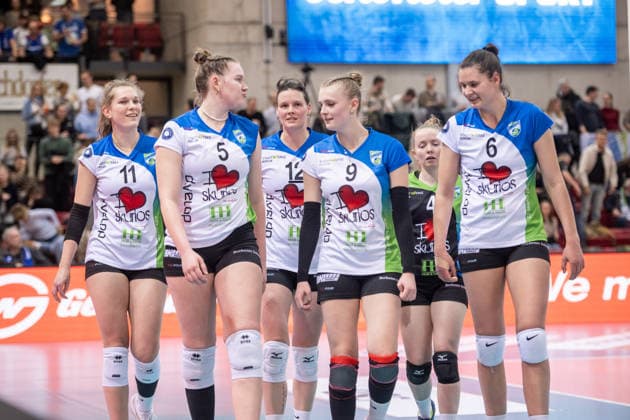 Pia Mohr Skurios Volleys Borken, 11 , Marika Loker Skurios Volleys Borken, 05 , Fabienne Coenders Skurios Volleys Borken, 12 , Hannah Rudde Skurios Volleys Borken, 09 , Ditte Kjaer Hansen Skurios Volleys Borken, 04 , Lara Kretschmer Skurios Volleys Borken, 06 , vlnr GER, Allianz MTV Stuttgart Skurios Volleys Borken, Volleyball Bundesliga, VBL, season 2025 2026, 20 01 2026 GER, Allianz MTV Stuttgart Skurios Volleys Borken, Volleyball Bundesliga, VBL, season 2025 2026, 20 01 2026 Stuttgart Copyright: xSandyxDinkelackerx EP_SDR