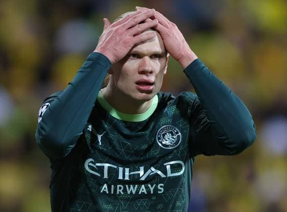 Erling Haaland of Manchester City shows a look of dejection Bodo Glimt v Manchester City, UEFA Champions League, Group Stage, Football, Aspmyra Stadion, Bodo, Norway - 20 Jan 2026Bodo Aspmyra Stadion Norway EDITORIAL USE ONLY No use with unauthorised audio, video, data, fixture lists, club league logos or live services. Online in-match use limited to 120 images, no video emulation. No use in betting, games or single club league player publications. Copyright: xKieranxMcManus Shutterstockx 16348328ar