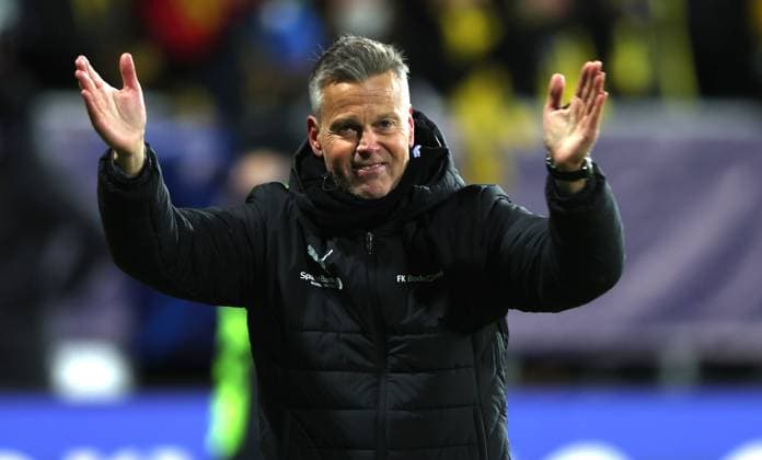 Bodo Glimt manager Kjetil Knutsen celebrates at full time Bodo Glimt v Manchester City, UEFA Champions League, Group Stage, Football, Aspmyra Stadion, Bodo, Norway - 20 Jan 2026Bodo Aspmyra Stadion Norway EDITORIAL USE ONLY No use with unauthorised audio, video, data, fixture lists, club league logos or live services. Online in-match use limited to 120 images, no video emulation. No use in betting, games or single club league player publications. Copyright: xKieranxMcManus Shutterstockx 16348328bs