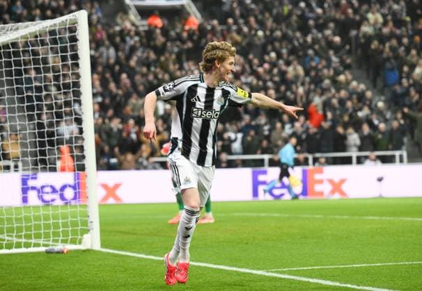 Anthony Gordon of Newcastle United celebrates scoring their second goal Newcastle United v PSV Eindhoven, UEFA Champions League, Group Stage, Football, St James Park, Newcastle, UK - 21 Jan 2026Newcastle St James Park United Kingdom EDITORIAL USE ONLY No use with unauthorised audio, video, data, fixture lists, club league logos or live services. Online in-match use limited to 120 images, no video emulation. No use in betting, games or single club league player publications. Copyright: xRichardxLee Shutterstockx 16348359ao