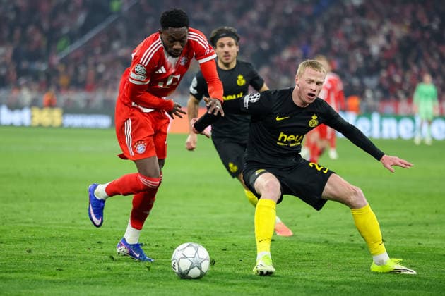 Alphonso Davies FC Bayern Muenchen, 19 with Louis Patris Royale Union Saint Gilloise, 27 , GER, FC Bayern Muenchen vs Royale Union Saint Gilloise, Football, UEFA Champions League, League Phase, Matchday 7, 2025 2026 Season, 21 01 2026, GER, FC Bayern Muenchen vs Royale Union Saint Gilloise, Football, UEFA Champions League, League Phase, Matchday 7, 2025 2026 Season, 21 01 2026 Muenchen Copyright: xEibner-Pressefoto JennixMaulx EP_JML