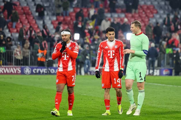 Serge Gnabry FC Bayern Muenchen, 07 with Luis Diaz FC Bayern Muenchen, 14 and Manuel Neuer FC Bayern Muenchen, 01 after the match, GER, FC Bayern Muenchen vs Royale Union Saint Gilloise, Football, UEFA Champions League, League Phase, Matchday 7, 2025 2026 season, 21 01 2026, GER, FC Bayern Muenchen vs Royale Union Saint Gilloise, Football, UEFA Champions League, League Phase, Matchday 7, 2025 2026 season, 21 01 2026 Muenchen Copyright: xEibner-Pressefoto JennixMaulx EP_JML