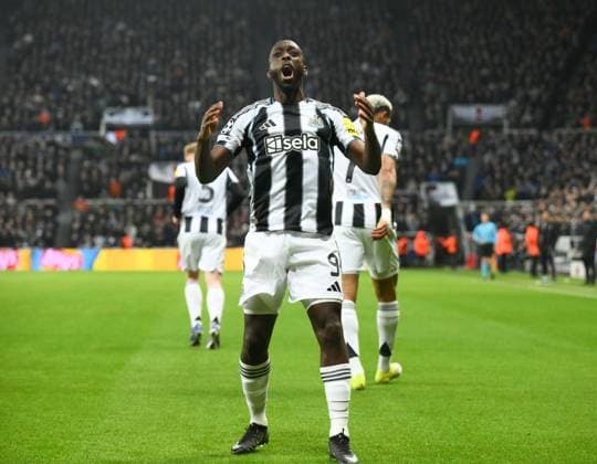 Yoane Wisse of Newcastle United celebrates scoring their first goal Newcastle United v PSV Eindhoven, UEFA Champions League, Group Stage, Football, St James Park, Newcastle, UK - 21 Jan 2026Newcastle St James Park United Kingdom EDITORIAL USE ONLY No use with unauthorised audio, video, data, fixture lists, club league logos or live services. Online in-match use limited to 120 images, no video emulation. No use in betting, games or single club league player publications. Copyright: xRichardxLee Shutterstockx 16348359bq