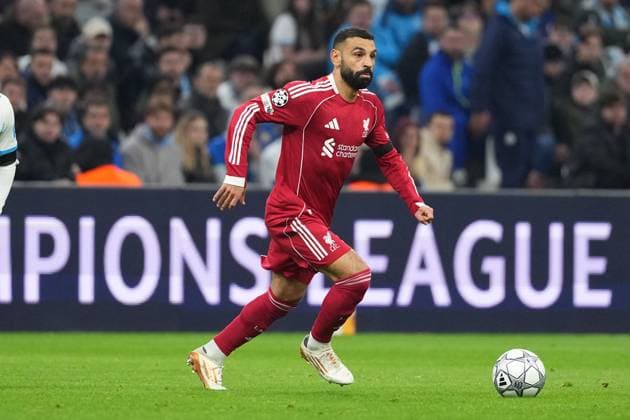 Mohamed Salah of Liverpool Marseille v Liverpool, UEFA Champions League, Group Stage, Football, Orange Velodrome, Marseille, France - 21 Jan 2026Marseille Orange Vélodrome France EDITORIAL USE ONLY No use with unauthorised audio, video, data, fixture lists, club league logos or live services. Online in-match use limited to 120 images, no video emulation. No use in betting, games or single club league player publications. Copyright: xDavexWinter Shutterstockx 16348361jp
