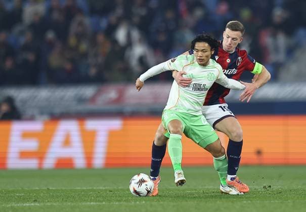 Reo Hatate of Celtic competes for the ball with Lewis Ferguson of Bologna Bologna v Celtic, UEFA Europa League, Group Stage, Football, Renato Dall Ara Stadium, Bologna, Italy - 22 Jan 2026Bologna Renato Dall Ara Stadium Italy EDITORIAL USE ONLY No use with unauthorised audio, video, data, fixture lists, club league logos or live services. Online in-match use limited to 120 images, no video emulation. No use in betting, games or single club league player publications. Copyright: xMichaelxZemanek Shutterstockx 16348366ag