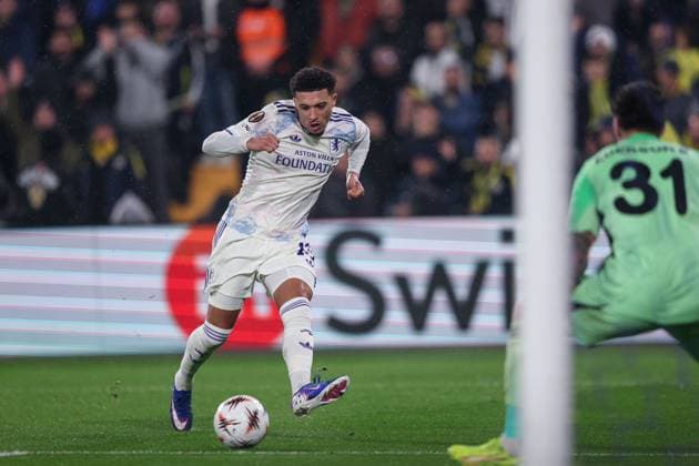 Jadon Sancho of Aston Villa crosses the ball that leads to a disallowed goal Fenerbache v Aston Villa, UEFA Europa League, Group Stage, Football, Sukru Saracoglu Stadium, Istanbul, Turkiye - 22 Jan 2026Istanbul Sukru Saracoglu Stadium Turkey EDITORIAL USE ONLY No use with unauthorised audio, video, data, fixture lists, club league logos or live services. Online in-match use limited to 120 images, no video emulation. No use in betting, games or single club league player publications. Copyright: xRaddadxJebarah Shutterstockx 16348379cp