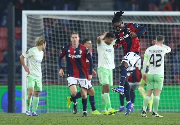 Jonathan Rowe of Bologna celebrates scoring his sides second goal Bologna v Celtic, UEFA Europa League, Group Stage, Football, Renato Dall Ara Stadium, Bologna, Italy - 22 Jan 2026Bologna Renato Dall Ara Stadium Italy EDITORIAL USE ONLY No use with unauthorised audio, video, data, fixture lists, club league logos or live services. Online in-match use limited to 120 images, no video emulation. No use in betting, games or single club league player publications. Copyright: xMichaelxZemanek Shutterstockx 16348366bh