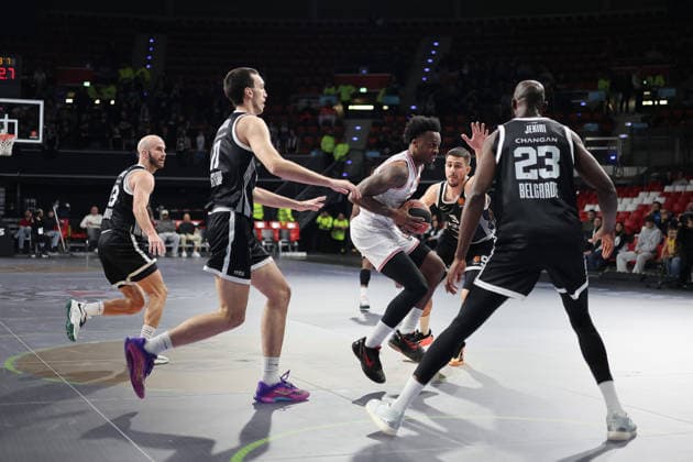 Antonio Blakeney Hapoel IBI Tel Aviv, 02 with Tonye Jekiri Partizan Mozzart Bet Belgrade, 23 and Aleksej Pokusevski Partizan Mozzart Bet Belgrade, 11 , GER, Partizan Mozzart Bet Belgrade vs Hapoel IBI Tel Aviv, Basketball, Euroleague, 24 Matchday, Season 2025 2026, 23 01 2026, 13 11 2025, GER, Partizan Mozzart Bet Belgrade vs Hapoel IBI Tel Aviv, Basketball, Euroleague, 24 Matchday, Season 2025 2026, 23 01 2026 Muenchen Copyright: xEibner-Pressefoto JennixMaulx EP_JML