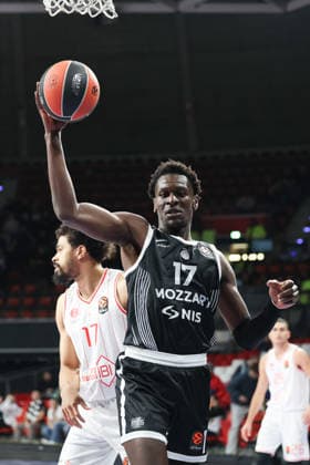 Isaac Bonga Partizan Mozzart Bet Belgrade, 17 , GER, Partizan Mozzart Bet Belgrade vs Hapoel IBI Tel Aviv, Basketball, Euroleague, Matchday 24, Season 2025 2026, 23 01 2026, 13 11 2025, GER, Partizan Mozzart Bet Belgrade vs Hapoel IBI Tel Aviv, Basketball, Euroleague, Matchday 24, Season 2025 2026, 23 01 2026 Muenchen Copyright: xEibner-Pressefoto JennixMaulx EP_JML