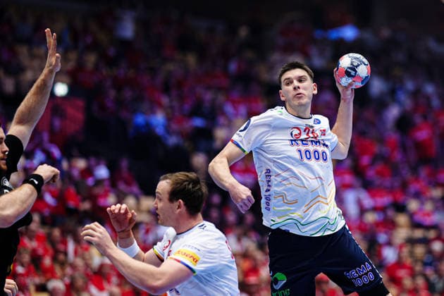 Throw Goal Patrick Anderson Norway, 35 DEN, Germany vs Norway, Handball, EHF European Championship 2026, Main Round, Matchday 2, 24 01 2026 DEN, Germany vs Norway, Handball, EHF European Championship 2026, Main Round, Matchday 2, 24 01 2026 Herning Copyright: xEibner-Pressefoto MarcelxvonxFehrnx EP_MFN