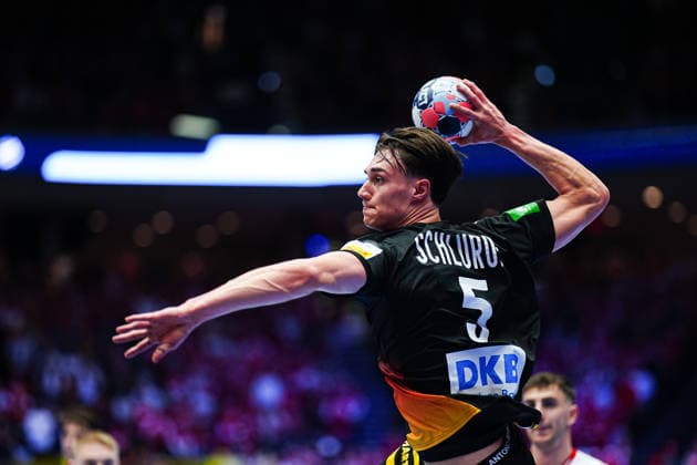 Throw Goal Miro Schluroff Germany, 05 DEN, Germany vs Denmark, Handball, EHF European Championship 2026, Main Round, Matchday 3, 26 01 2026 DEN, Germany vs Denmark, Handball, EHF European Championship 2026, Main Round, Matchday 3, 26 01 2026 Herning Copyright: xEibner-Pressefoto MarcelxvonxFehrnx EP_MFN