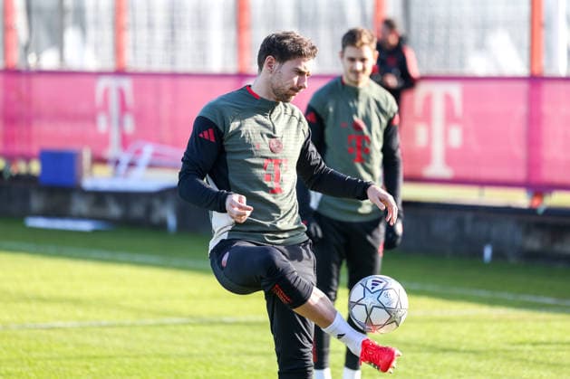 Leon Goretzka FC Bayern Muenchen, 08 with ball, GER, Final training, FC Bayern Muenchen, Football, UEFA Champions League, League phase, Matchday 8, 2025 2026 season, 27 01 2026, GER, Final training, FC Bayern Muenchen, Football, UEFA Champions League, League phase, Matchday 8, 2025 2026 season, 27 01 2026 Muenchen Copyright: xEibner-Pressefoto JennixMaulx EP_JML