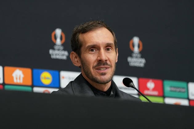 Julian Schuster SC Freiburg, Coach , France, Football, UEFA Europa League, Matchday 8, League phase, 2025 2026, OSC Lille vs SC Freiburg, 28 01 2026, Press conference of SC Freiburg before the last Europa League match in the league phase, Press conference, Stade Pierre Mauroy, Lille, France, Press conference of SC Freiburg before the last Europa League match in the league phase, Press conference Lille Stade Pierre Mauroy DÃ partements Nord, Hauts de Fra France Copyright: xArnexAmbergx