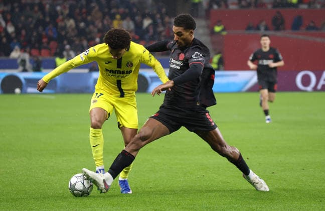 v l Tajon Buchanan Villarreal CF 17 , Loic Bade Bayer Leverkusen, 05 GER, Bayer 04 Leverkusen vs Villarreal CF, Football, Champions League, Matchday 8, Season 2025 2026, 28 01 2026 GER, Bayer 04 Leverkusen vs Villarreal CF, Football, Champions League, Matchday 8, Season 2025 2026, 28 01 2026 Leverkusen Copyright: xEibner-Pressefotox xThomasxStoeckerx EP_TSR