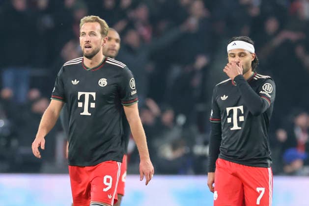 Harry Kane FC Bayern Muenchen and Serge Gnabry FC Bayern Muenchen look dejected, UEFA Champions League 2025 26 League Phase MD8, PSV Eindhoven v FC Bayern Muenchen, PSV Stadion on January 28, 2026 in Eindhoven, Netherlands Photo by Marco Steinbrenner DeFodi Images Harry Kane FC Bayern Muenchen and Serge Gnabry FC Bayern Muenchen look dejected, UEFA Champions League 2025 26 League Phase MD8, PSV Eindhoven v FC Bayern München, PSV Stadion, January 28, 2026 in Eindhoven, Netherlands Photo by Marco Steinbrenner DeFodi Images