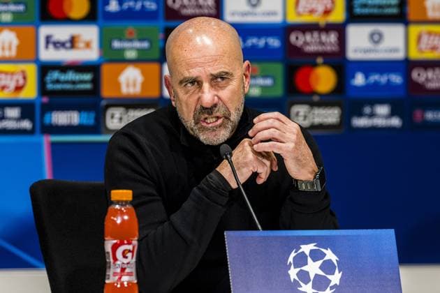 EINDHOVEN , 28-01-2026 , Philips Stadium , season 2025 2026 , UEFA Champions League football , League phase matchday 8 , match between PSV and Bayern Munchen , final score 1-2 , picture shows PSV trainer Peter Bosz press conference, PK, Pressekonferenz PSV - Bayern Munchen x201151305x Copyright: