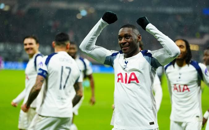 Randal Kolo Muani of Tottenham Hotspur celebrates scoring the opening goal Eintracht Frankfurt v Tottenham Hotspur, UEFA Champions League, Group Stage, Football, Deutsche Bank Park, Frankfurt, Germany - 28 Jan 2026Frankfurt Deutsche Bank Park Germany EDITORIAL USE ONLY No use with unauthorised audio, video, data, fixture lists, club league logos or live services. Online in-match use limited to 120 images, no video emulation. No use in betting, games or single club league player publications. Copyright: xJavierxGarcia Shutterstockx 16429470cl