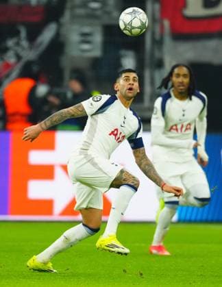 Cristian Romero of Tottenham Hotspur Eintracht Frankfurt v Tottenham Hotspur, UEFA Champions League, Group Stage, Football, Deutsche Bank Park, Frankfurt, Germany - 28 Jan 2026Frankfurt Deutsche Bank Park Germany EDITORIAL USE ONLY No use with unauthorised audio, video, data, fixture lists, club league logos or live services. Online in-match use limited to 120 images, no video emulation. No use in betting, games or single club league player publications. Copyright: xJavierxGarcia Shutterstockx 16429470dm