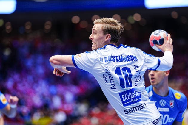 Throw Goal Gisli Kristjansson Iceland, 10 DEN, Iceland vs Croatia, Handball, EHF European Championship 2026, Match for 3rd place, 01 02 2026 DEN, Iceland vs Croatia, Handball, EHF European Championship 2026, Match for 3rd place, 01 02 2026 Herning Copyright: xEibner-Pressefoto MarcelxvonxFehrnx EP_MFN