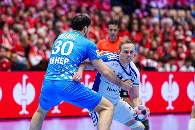 Marko Mamic Croatia, 30 , Omar Ingi Magnusson Iceland, 14 DEN, Iceland vs Croatia, Handball, EHF European Championship 2026, Match for 3rd place, 01 02 2026 DEN, Iceland vs Croatia, Handball, EHF European Championship 2026, Match for 3rd place, 01 02 2026 Herning Copyright: xEibner-Pressefoto MarcelxvonxFehrnx EP_MFN