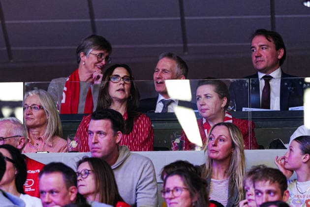 Queen Mary of Denmark and Mette Fredriksen, Prime Minister of Denmark DEN, Denmark vs Germany, Handball, EHF European Championship 2026, Final, 01 02 2026 DEN, Denmark vs Germany, Handball, EHF European Championship 2026, Final, 01 02 2026 Herning Copyright: xEibner-Pressefoto MarcelxvonxFehrnx EP_MFN