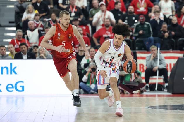 Nadir Hifi Paris Basketball, 02 with Niels Giffey FC Bayern Basketball, 05 , GER, FC Bayern Basketball vs Paris Basketball, Basketball, Euroleague, Matchday 26, Season 2025 2026, 03 02 2026, GER, FC Bayern Basketball vs Paris Basketball, Basketball, Euroleague, Matchday 26, Season 2025 2026, 03 02 2026 Munich Copyright: xEibner-Pressefoto JennixMaulx EP_JML