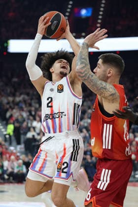 Nadir Hifi Paris Basketball, 02 with Stefan Jovic FC Bayern Basketball, 16 , GER, FC Bayern Basketball vs Paris Basketball, Basketball, Euroleague, Matchday 26, Season 2025 2026, 03 02 2026, GER, FC Bayern Basketball vs Paris Basketball, Basketball, Euroleague, Matchday 26, Season 2025 2026, 03 02 2026 Munich Copyright: xEibner-Pressefoto JennixMaulx EP_JML