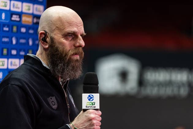 GER, BKT EuroCup, season 2025 2026, Niners Chemnitz Dolomiti Energia Trento 04 02 2026, Messe, Chemnitz, GER, BKT EuroCup, season 2025 2026, Niners Chemnitz Dolomiti Energia Trento Massimo Cancellieri Head Coach , Tolomiti Energia Trento at the interview Photo Alexander Trienitz Chemnitz Messe Sachsen Germany