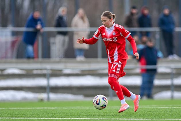Clara Choisy FCB, 37 on the ball, Crop, Single image, Action, Action, 08 02 2026, Munich Germany , Soccer,2 Women Bundesliga, FC Bayern München II VfL Wolfsburg II, DFB DFL REGULATIONS PROHIBIT ANY USE OF PHOTOGRAPHS AS IMAGE SEQUENCES AND OR QUASI VIDEO xslx